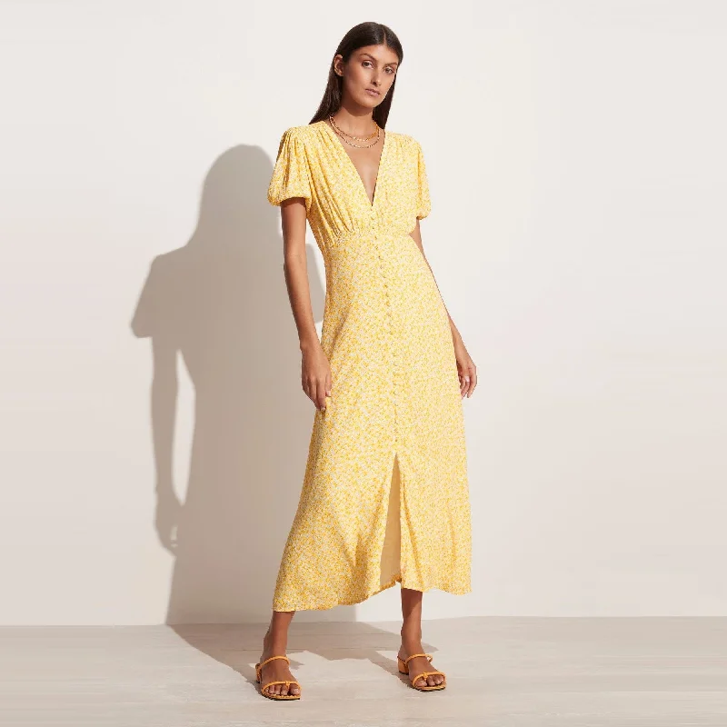 Bellavista Midi Dress (Careyes Floral Marigold) Fashionable Off-Shoulder Dress Midi
