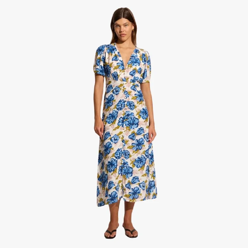 Bellavista Midi Dress (Isadora Floral Navy) Fashionable High-Low Midi Dress