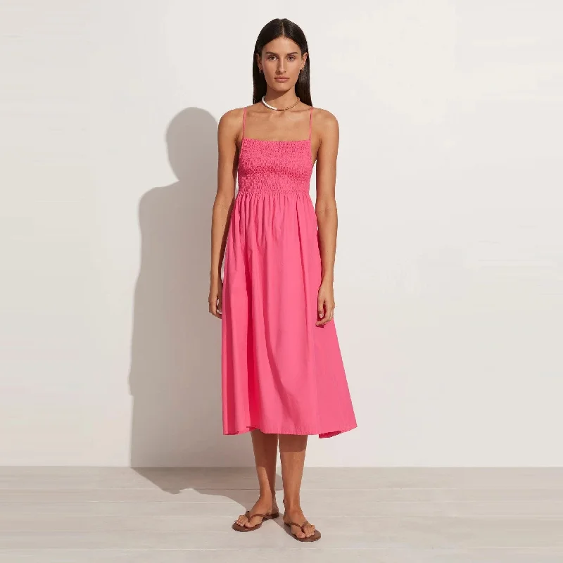 Bryssa Midi Dress (Hot Pink) Stylish Vintage Midi Dress