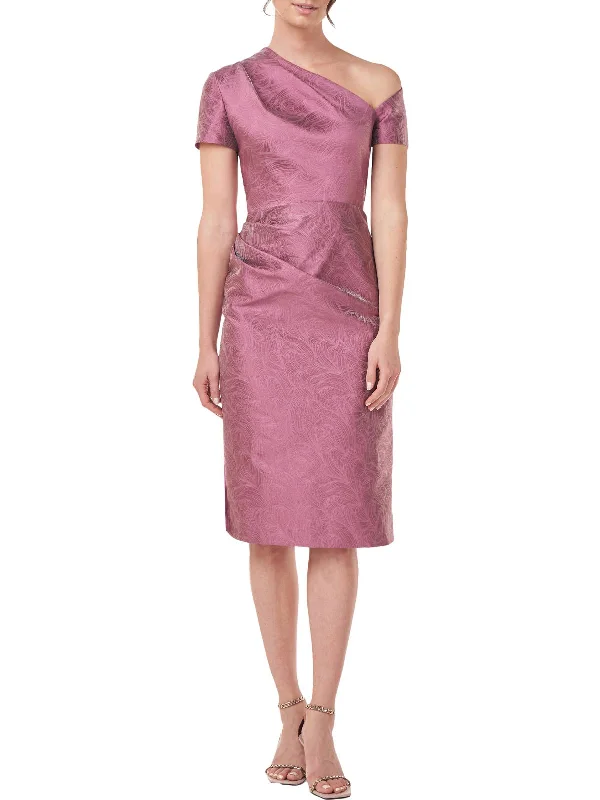 Caitlyn Womens One Shoulder Knee Midi Dress Cozy A-Line Midi Dress