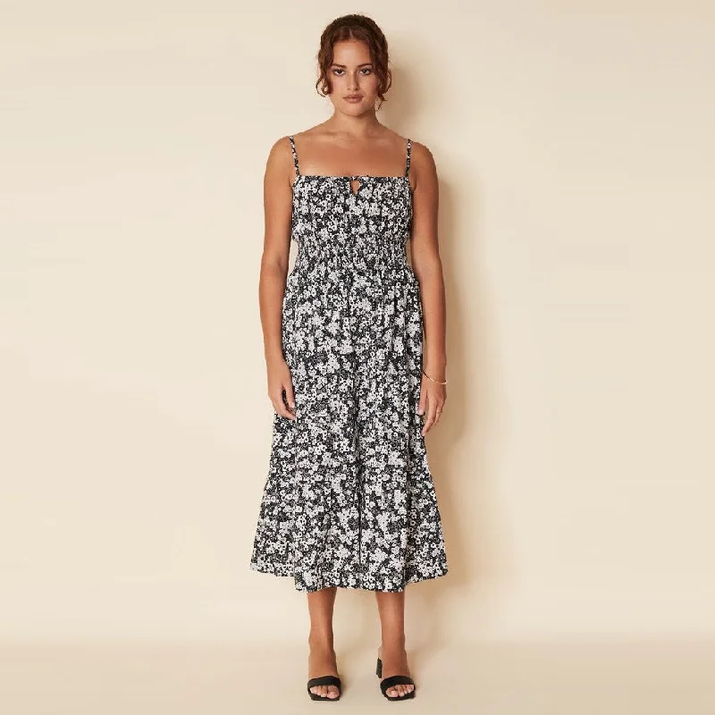 Canyon Midi Dress (Fiorella Floral) Elegant Pleated Sleeve Midi Dress