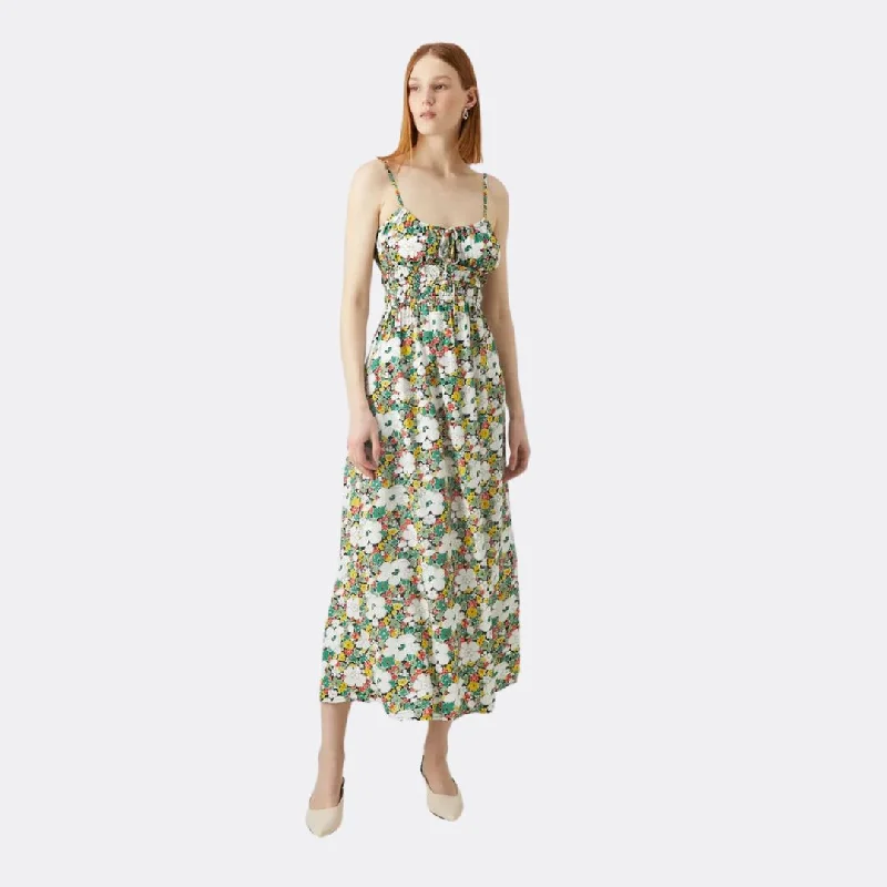 Caprera Midi Dress (Vita Bella Floral) Trendy Smocked Waist Midi Dress