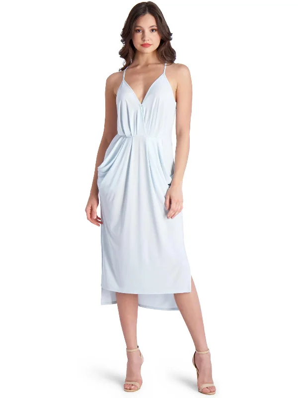 Della Womens Casual Sleeveless Midi Dress Trendy Flared Sleeve Midi Dress