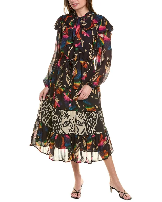 FARM Rio Macaws Flight Ankle Midi Dress Comfortable Wrap Midi Dress