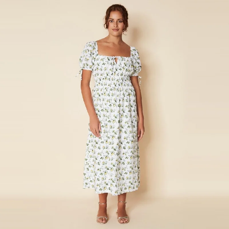 Flora Midi Dress (Bendita Floral) Comfortable Geometric Print Midi Dress