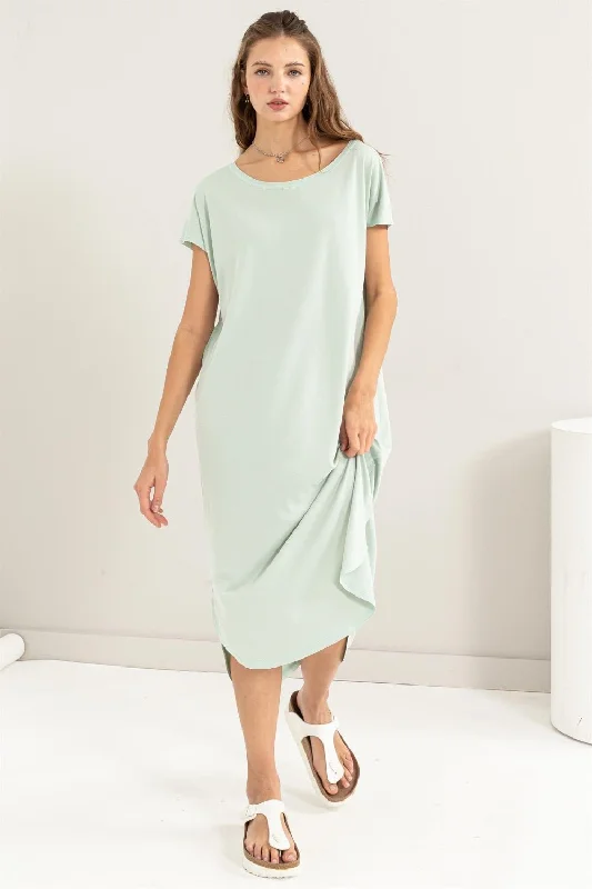 High-Low Slit Midi Dress Comfortable Wrap Midi Dress