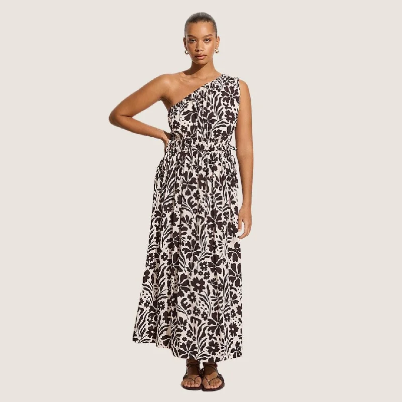 Lucila Midi Dress (Sidra Floral Ecru) Elegant Puff Sleeve Midi Dress