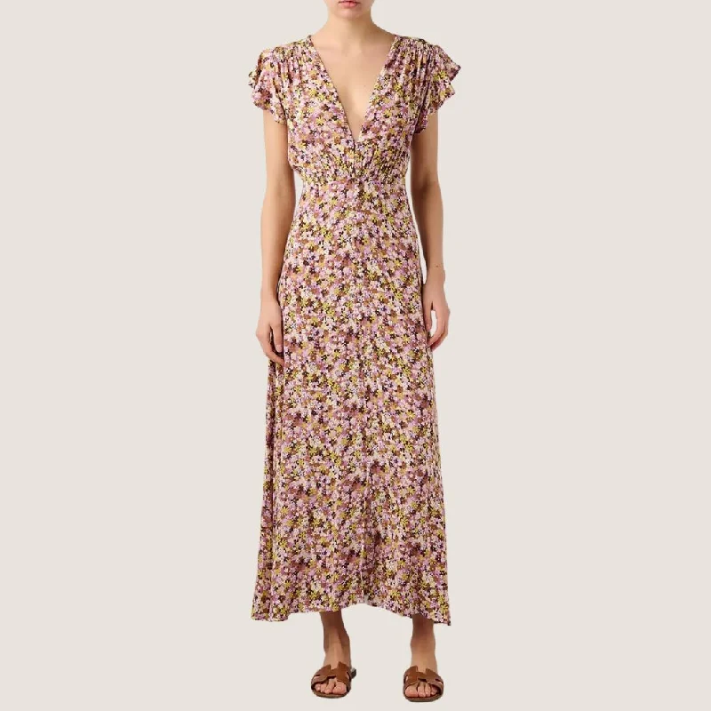 Magdelena Midi Dress (Cala Nika Floral) Comfortable Floral Print Midi Dress
