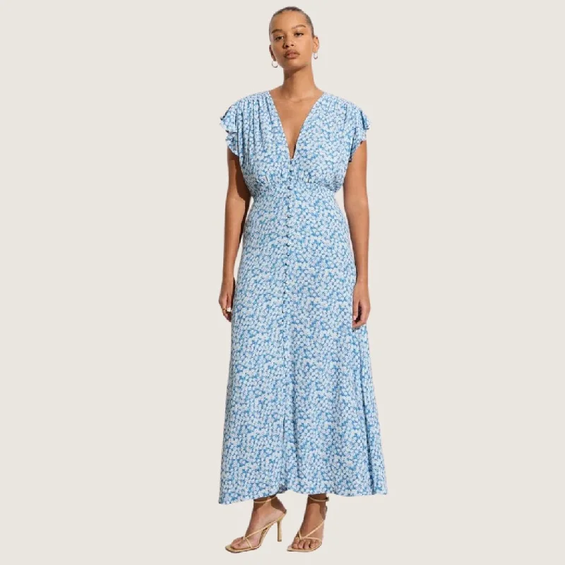 Magdelena Midi Dress (Elka Floral Print) Fashionable Sheer Sleeve Midi Dress