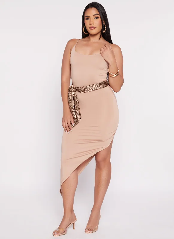 Asymmetrical Cami Midi Dress Comfortable Casual Midi Dress