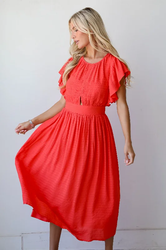 FINAL SALE - Perfectly Fun Red Midi Dress Cozy Wide Strap Midi Dress