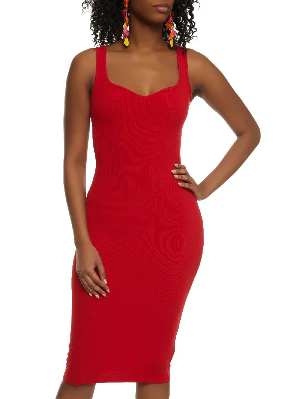 Ribbed Tank Midi Dress Elegant Floral Skirt Midi Dress