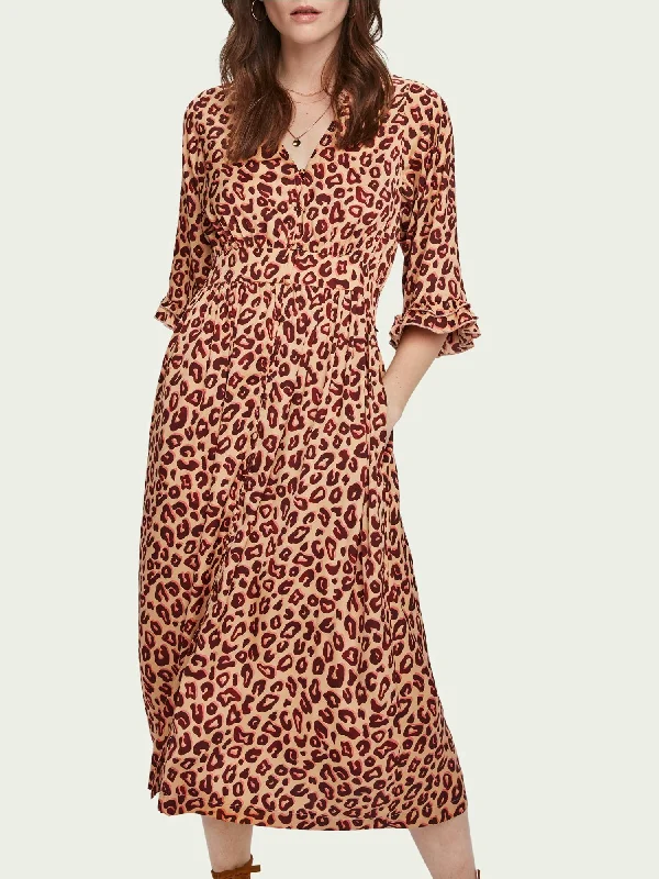 Scotch & Soda Printed Midi Dress Comfortable Knitwear Midi Dress