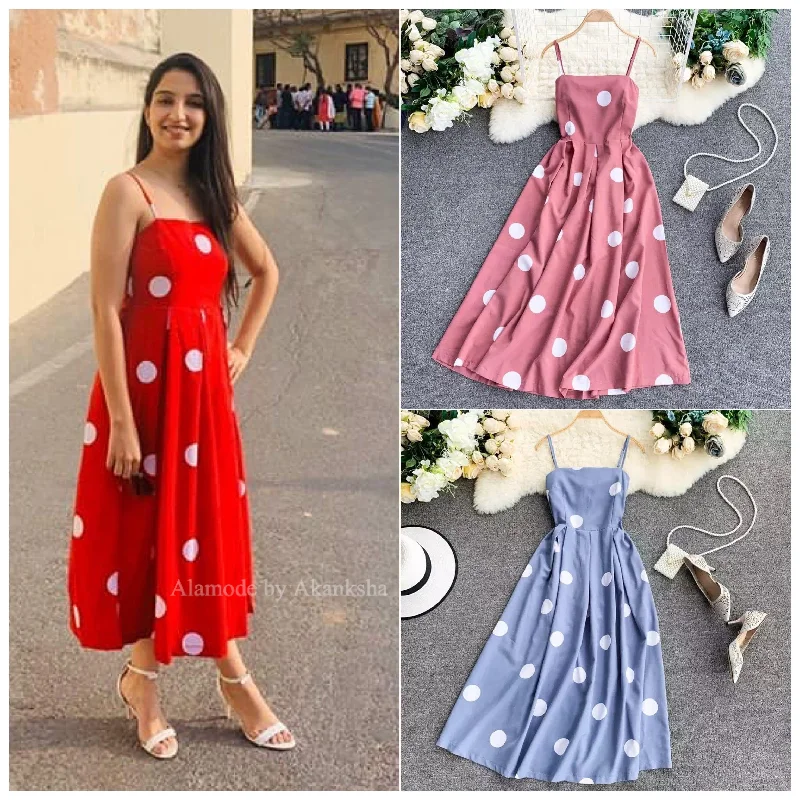 Sesta Polka Midi Dress Comfortable Ribbed Midi Dress