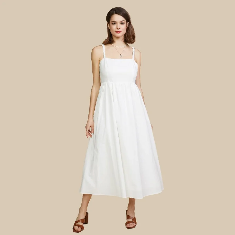 Sleeveless Midi Dress (White) Trendy Knit Midi Dress