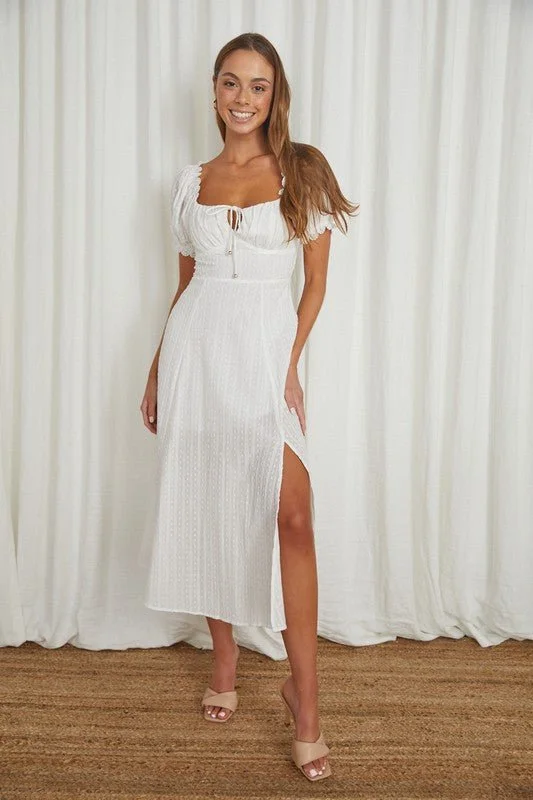 Brielle Midi Dress Comfortable Button Front Midi Dress