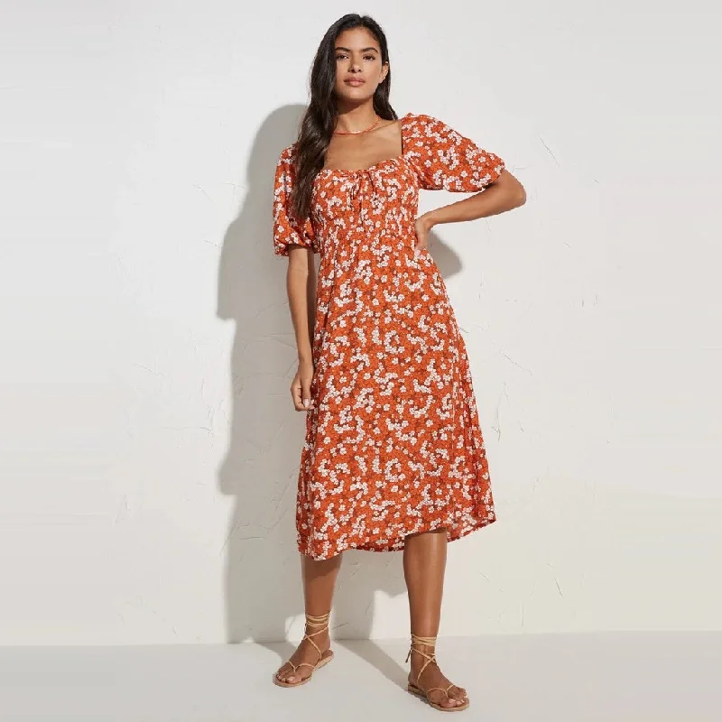 Velkia Midi Dress (Valencia Floral) Stylish Wraparound Midi Dress
