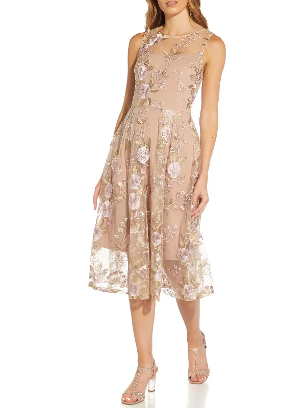 Womens Embroidered Sleeveless Midi Dress Comfortable Sleeveless Midi Dress