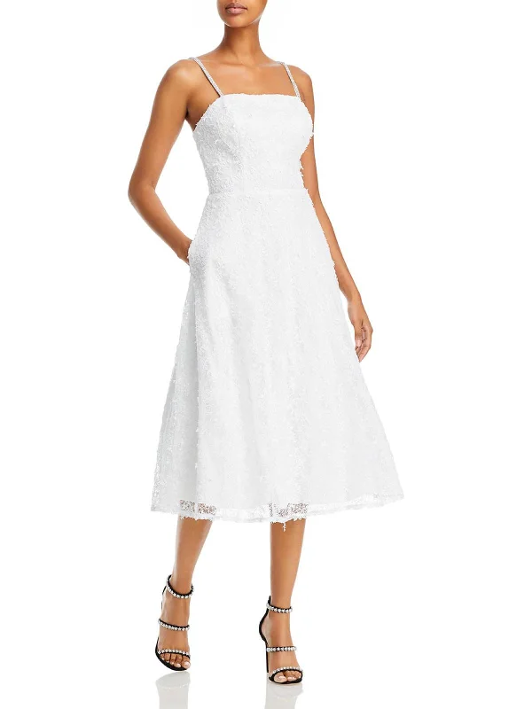 Womens Lace Knee Midi Dress Elegant Velvet Midi Dress