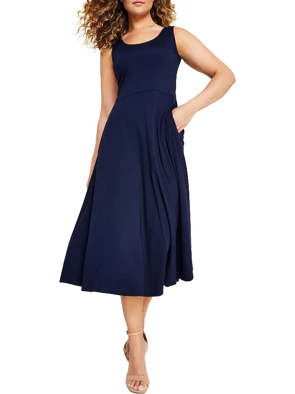 Womens Sleeveless Calf Midi Dress Fashionable Polka Dot Midi Dress