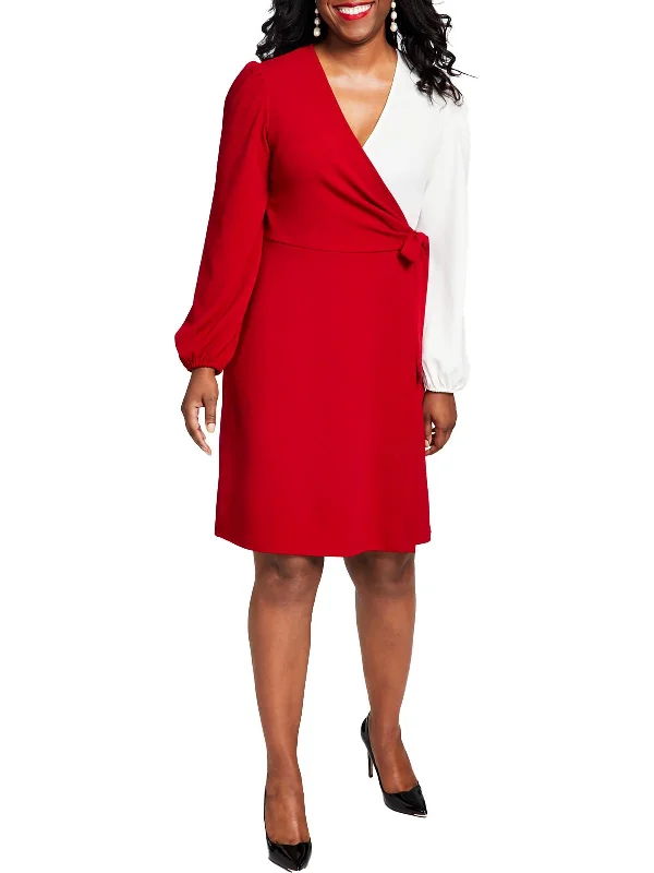 Womens Surplice Side Tie Midi Dress Elegant Floral Appliqué Midi Dress