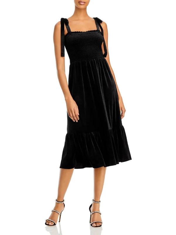 Womens Tie Shoulder Calf Midi Dress Fashionable One-Shoulder Midi Dress