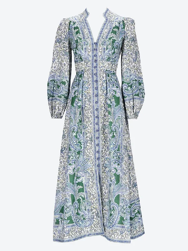 Ottie plunge midi dress Trendy Ruffled Sleeve Midi Dress