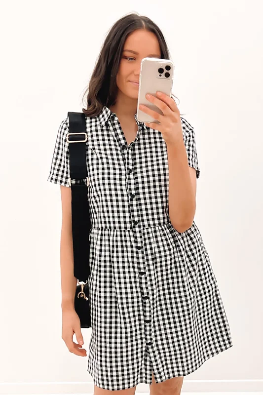 Alba Mini Dress Black Stylish Puff Sleeve Mini Dress