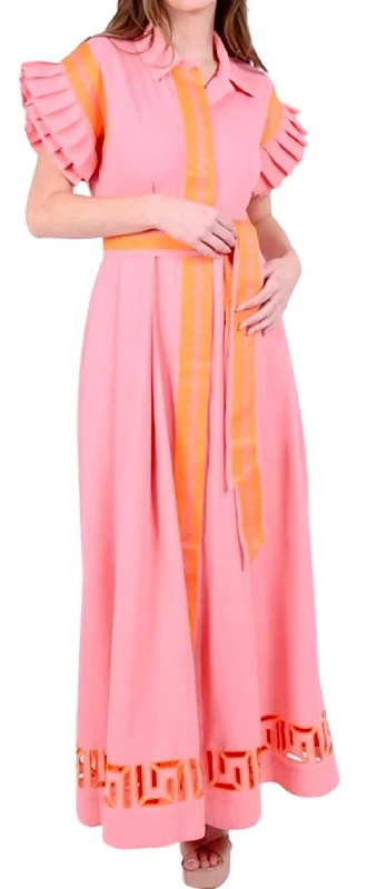 Anderson Maxi Dress In Pink Cabaret Trendy Short Sleeve Maxi Dress