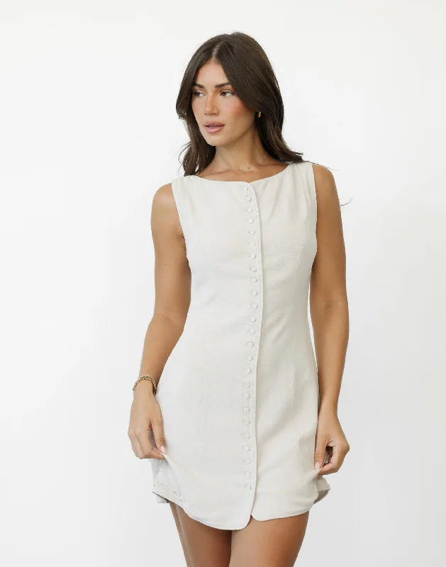 Asta Mini Dress (Latte) Stylish Summer Mini Dress