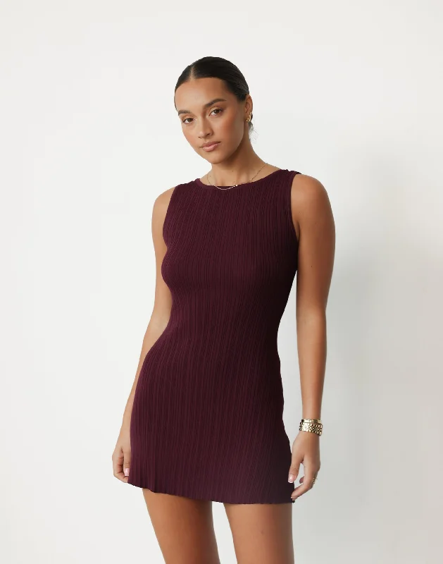 Aylah Mini Dress (Plum) Chic Puff Sleeve Mini Dress