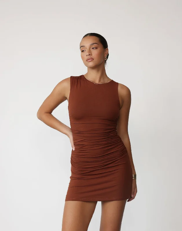Behati Mini Dress (Nutshell) Trendy Button-Detail Mini Dress