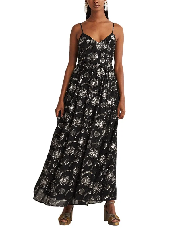 Boden Metallic Jacquard Maxi Dress Elegant Tiered Maxi Dress