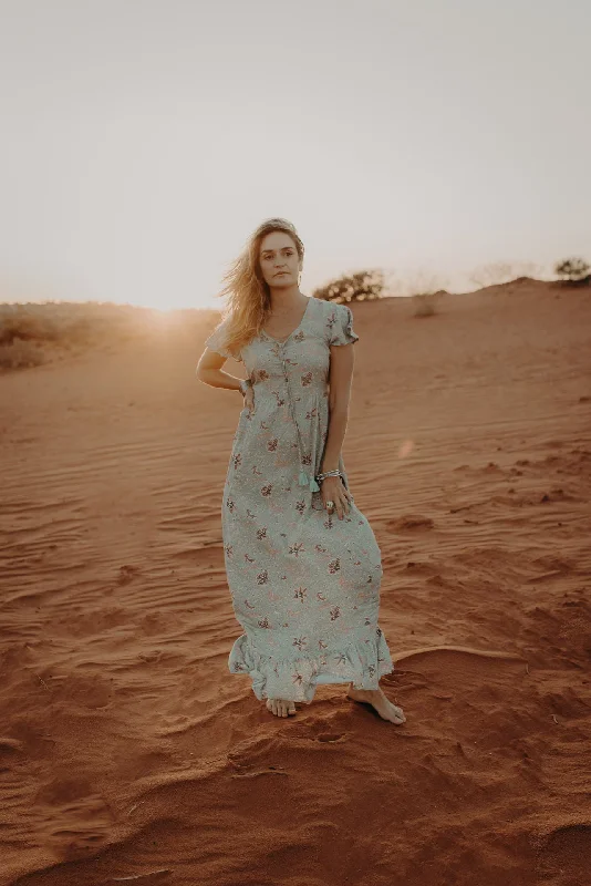 Calista Maxi Dress - soft turquoise Comfortable Ruffle Maxi Dress