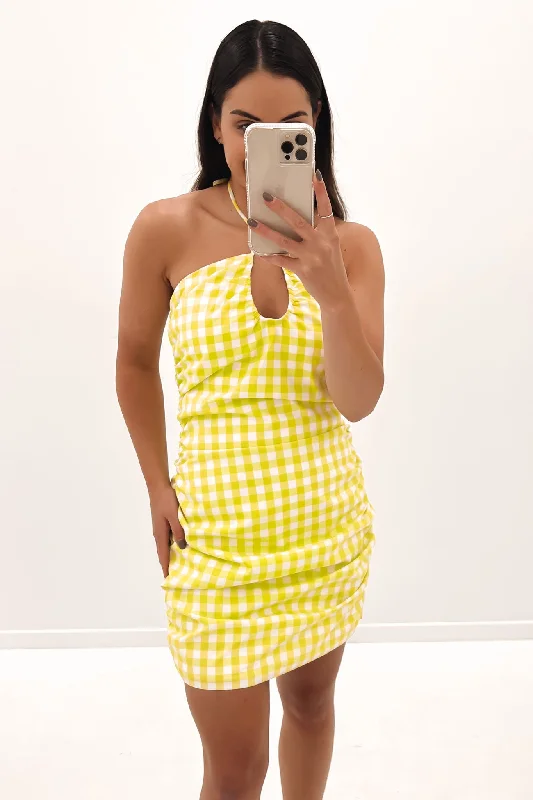 Check On It Mini Dress Check Comfortable Zip-Up Mini Dress