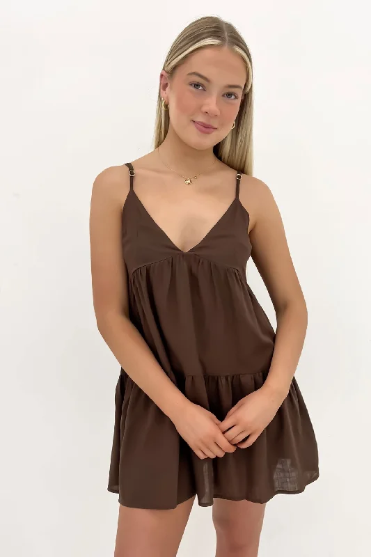 Classic Tiered Mini Dress Chocolate Classic Shift Mini Dress