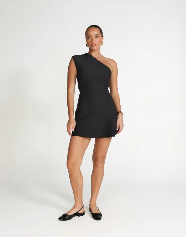 Colby Mini Dress (Black) Stylish Ruffle Mini Dress
