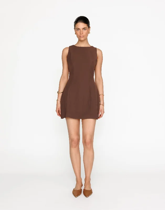 Cordelia Mini Dress (Cocoa) Cozy A-Line Mini Dress