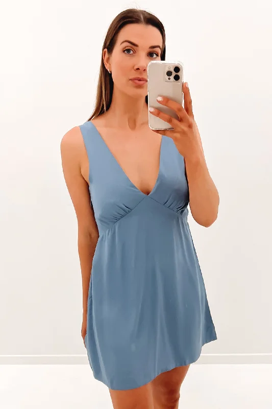 Dancer Mini Dress Ash Blue Trendy Camisole Mini Dress