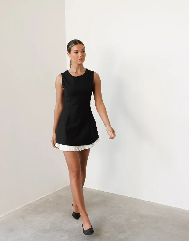 Denise Mini Dress (Black) Trendy Mesh Mini Dress