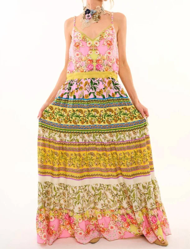 Dramatized Maxi Dress In Pink Combo Classic Strapless Maxi Dress
