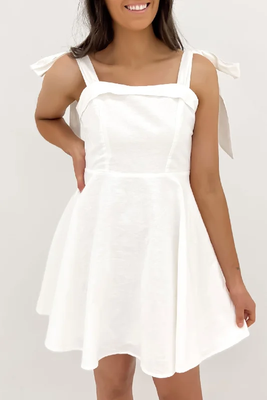 Elka Mini Dress White Trendy Denim Mini Dress