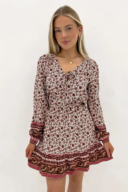 Elle Floral Mini Dress Print Trendy Off-Shoulder Dress Mini