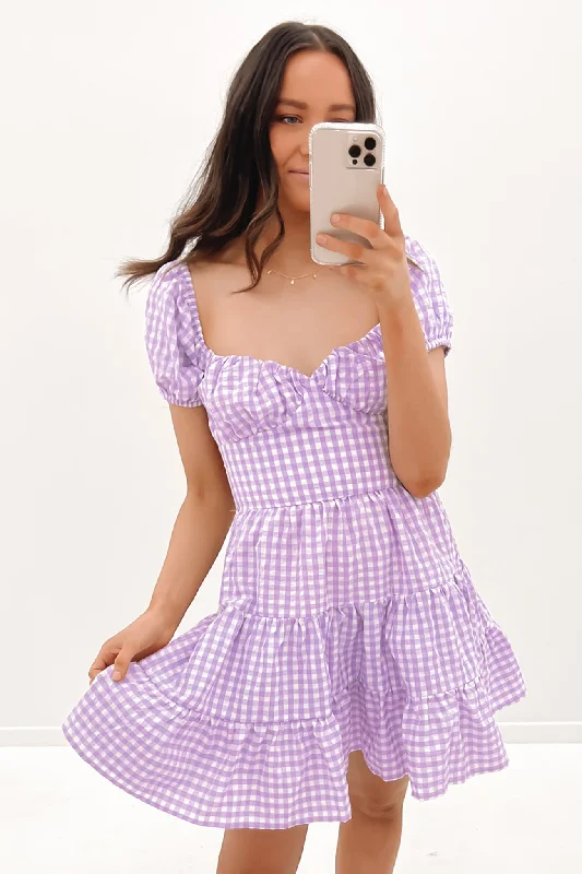 Emilia Mini Dress Purple Chic Tropical Mini Dress