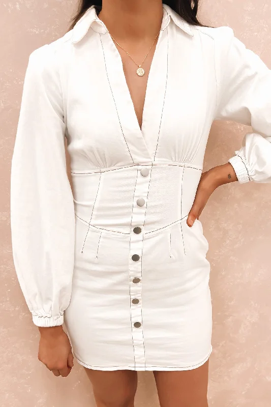 Ethan Mini Dress White Cozy Knitted Mini Dress