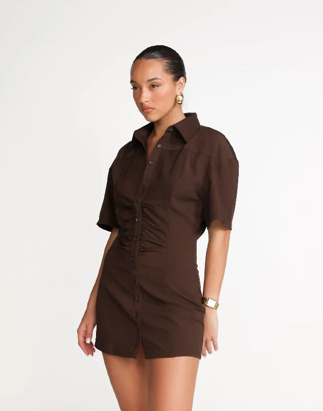 Etta Mini Dress (Chocolate) Cozy T-Shirt Mini Dress