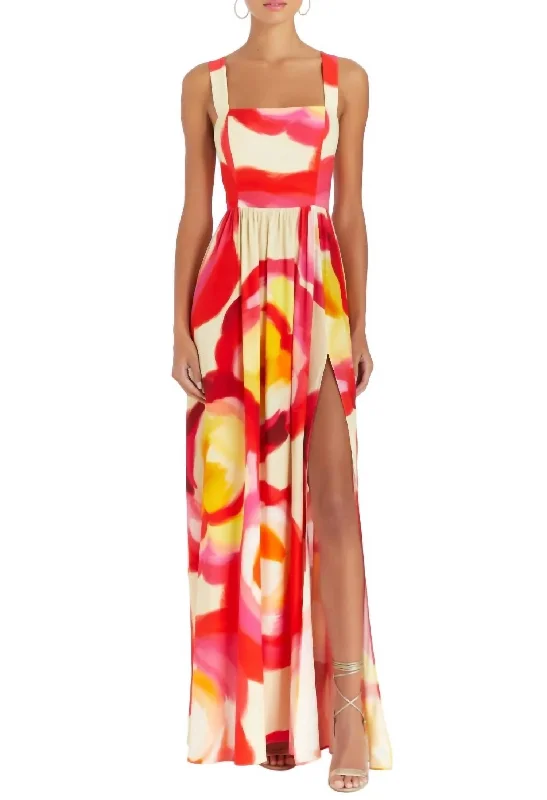 Florence Floral Maxi Dress In Asteria Chic Boho Print Maxi Dress