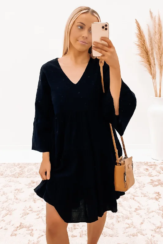 Gabriella Mini Dress Black Classic Black Mini Dress