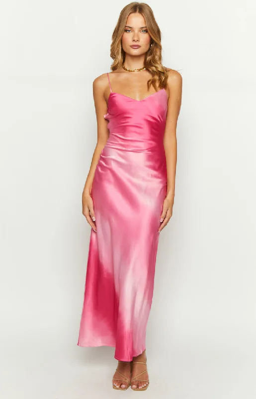 Hanna Pink Ombre Maxi Dress Trendy Maxi Dress with Bow