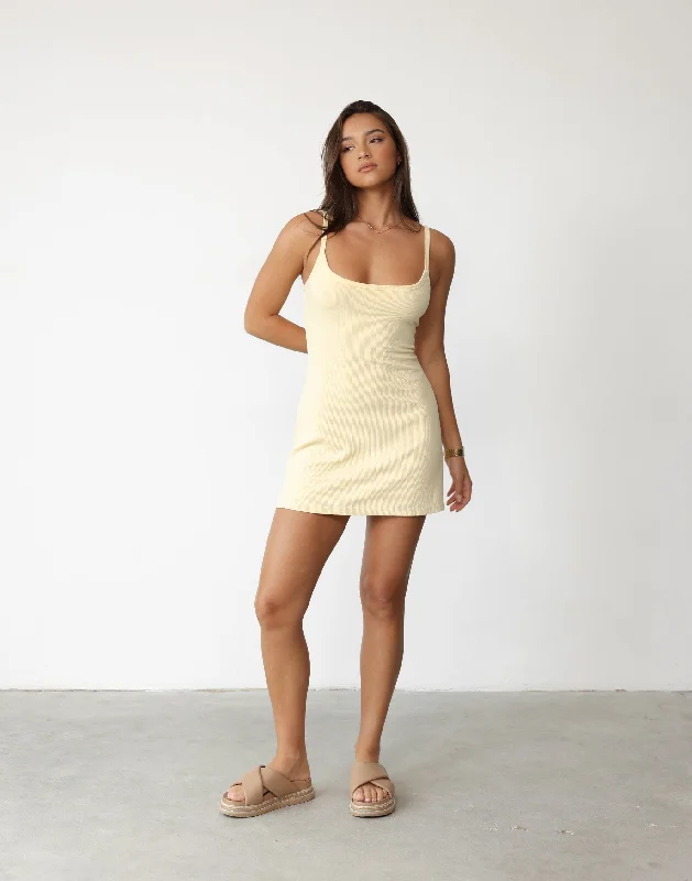 Helia Mini Dress (Lemon) Fashionable Polka Dot Mini Dress